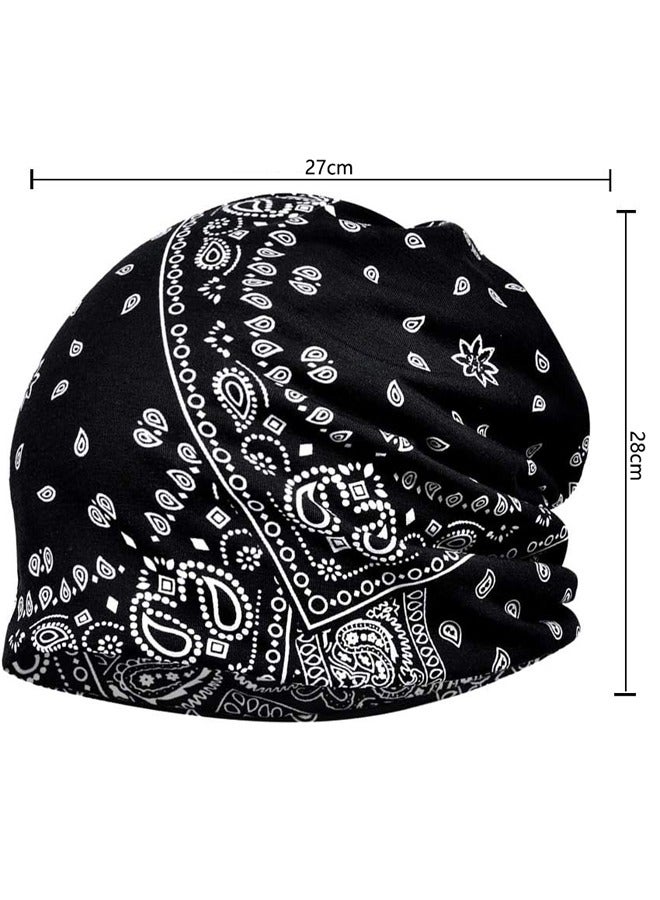 GUSGU 4pcs Slouchy Beanie Hat for Women Men, Lightweight Chemo Caps Thin Night Sleeping Cap Knitted Hat Scarf - Image 2