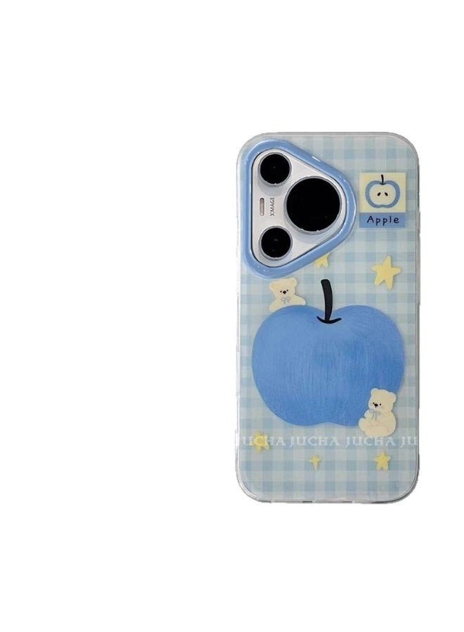 NIBEMINENT Blue Apple Bear Protective TPU Case Cover For iPhone 16 Pro Max