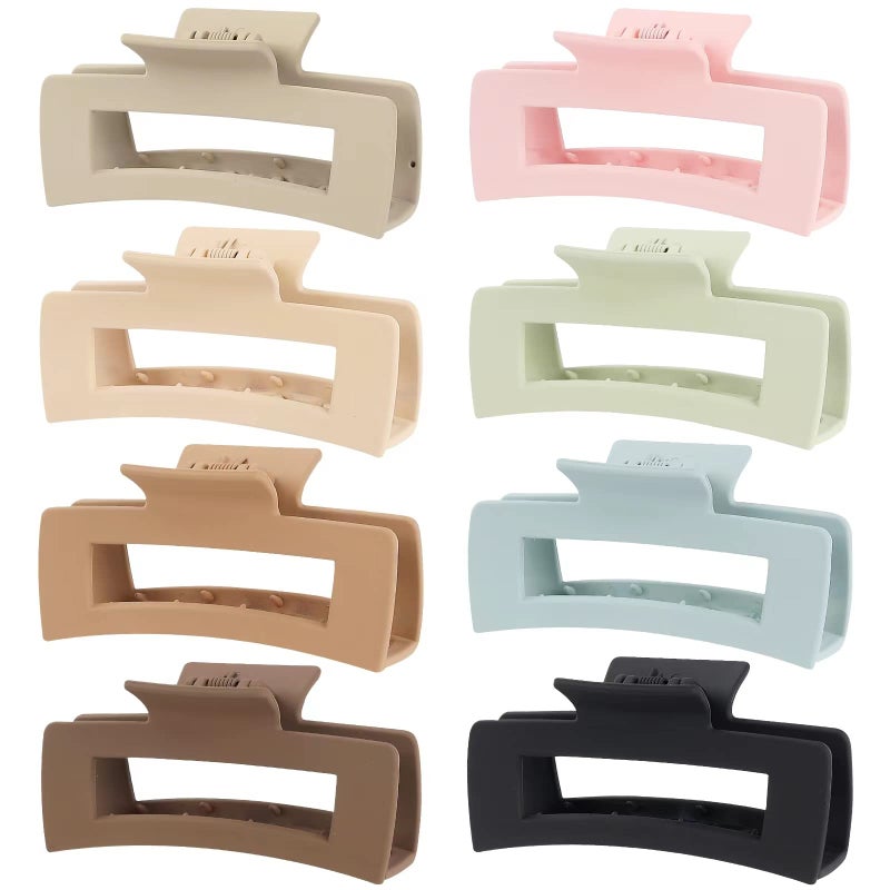 Mandydov 8 Pcs Large Hair Claw Clips 4.1 Inch Non-slip Big Square Matte Claws for Women, Strong Hold Banana Clips for Thick Thin Hair - Image 1