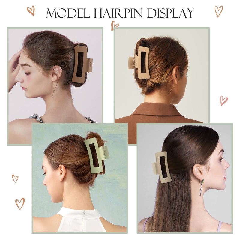 Mandydov 8 Pcs Large Hair Claw Clips 4.1 Inch Non-slip Big Square Matte Claws for Women, Strong Hold Banana Clips for Thick Thin Hair - Image 5