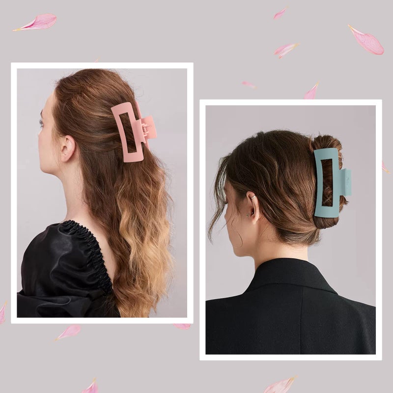 Mandydov 8 Pcs Large Hair Claw Clips 4.1 Inch Non-slip Big Square Matte Claws for Women, Strong Hold Banana Clips for Thick Thin Hair - Image 4
