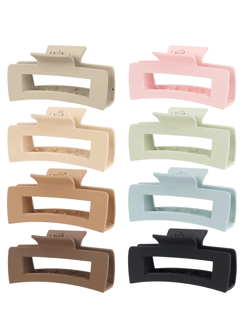 Mandydov - Mandydov 8 Pcs Large Hair Claw Clips 4.1" Non-slip Big Square Matte Hair Claw Clips for Women, Strong Hold Banana Clips for Thick Thin Hair - Image 1