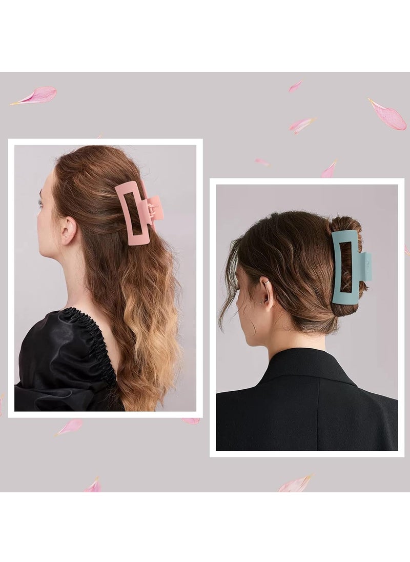 Mandydov - Mandydov 8 Pcs Large Hair Claw Clips 4.1" Non-slip Big Square Matte Hair Claw Clips for Women, Strong Hold Banana Clips for Thick Thin Hair - Image 1