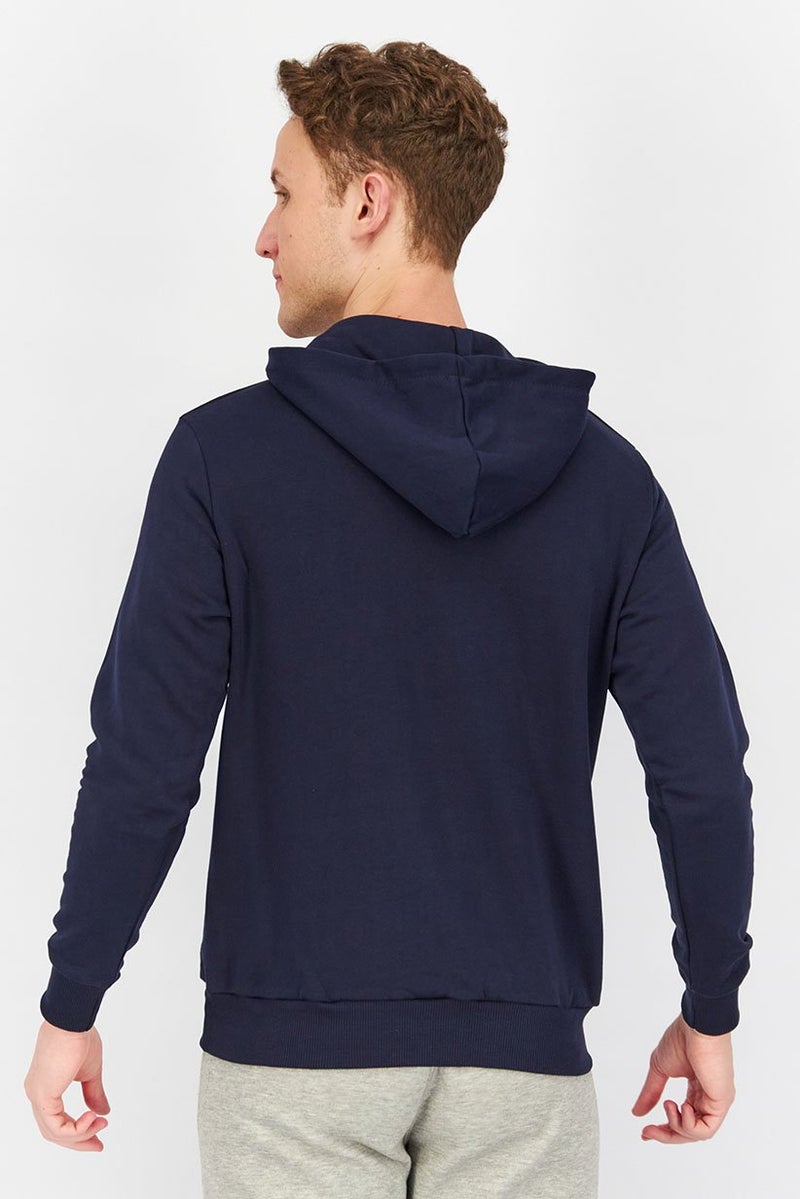 Baldinini Men Hooded Graphic Long Sleeve Sweatshirt, Blue - Image 3