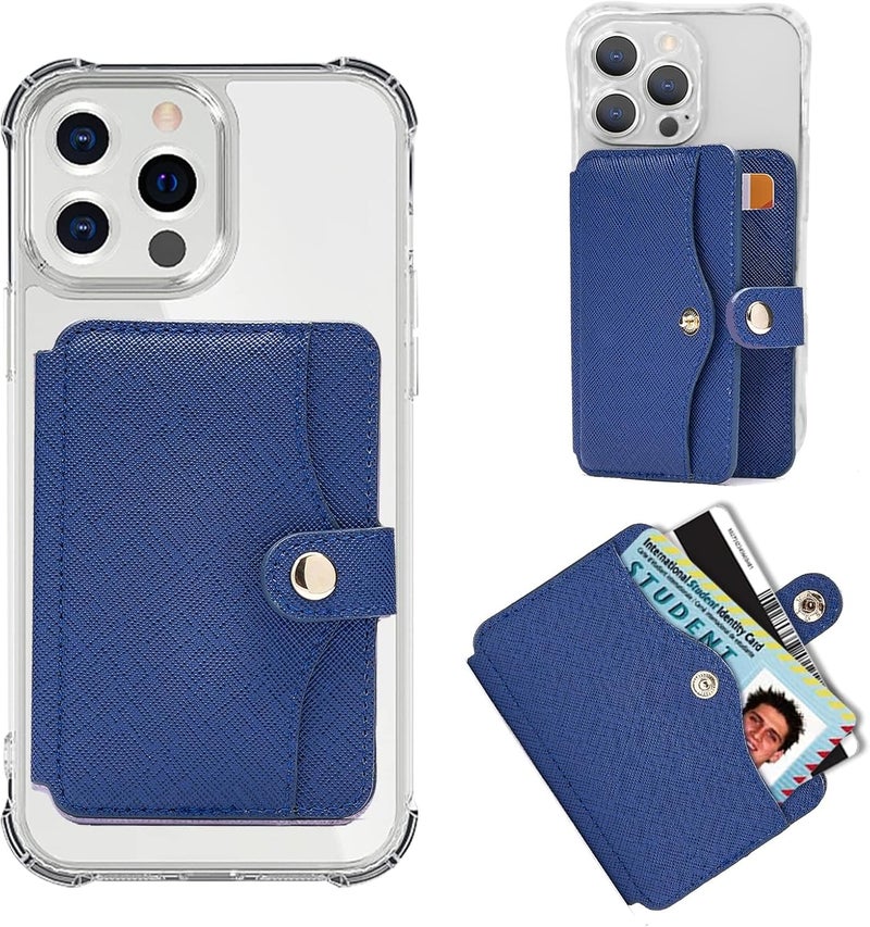 M-Plateau Card Holder, Wallet for Men Phone Wallet Stick on with Slim 3M Sticker Match iPhone 14 Pro Case and Most Smartphones (Navy Blue) - Image 1