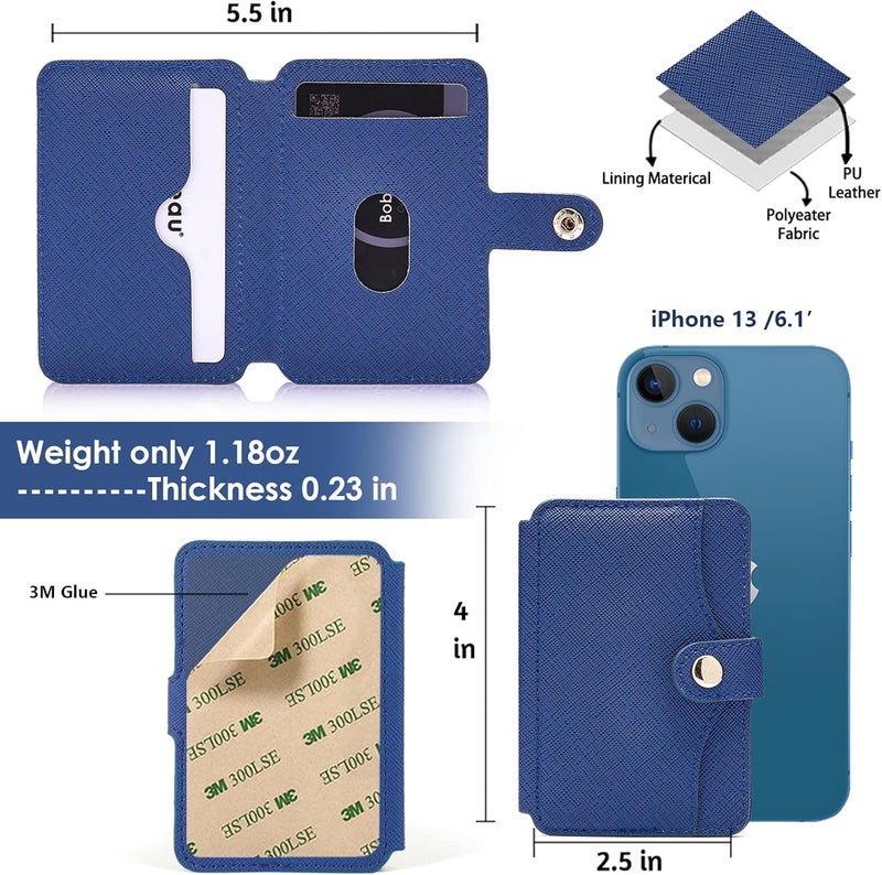 M-Plateau Card Holder, Wallet for Men Phone Wallet Stick on with Slim 3M Sticker Match iPhone 14 Pro Case and Most Smartphones (Navy Blue) - Image 2