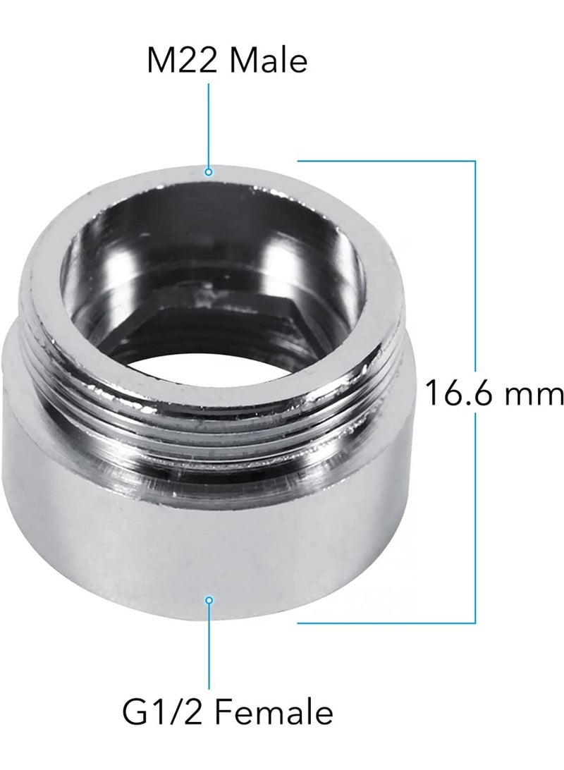 Shower Diverter Tap SUS304, 3 Way Stainless Steel Tap Adapter Separator Valve for Bathtub and Shower for Sink, with Diverter M22-M24, M22-G1/2 - Image 4