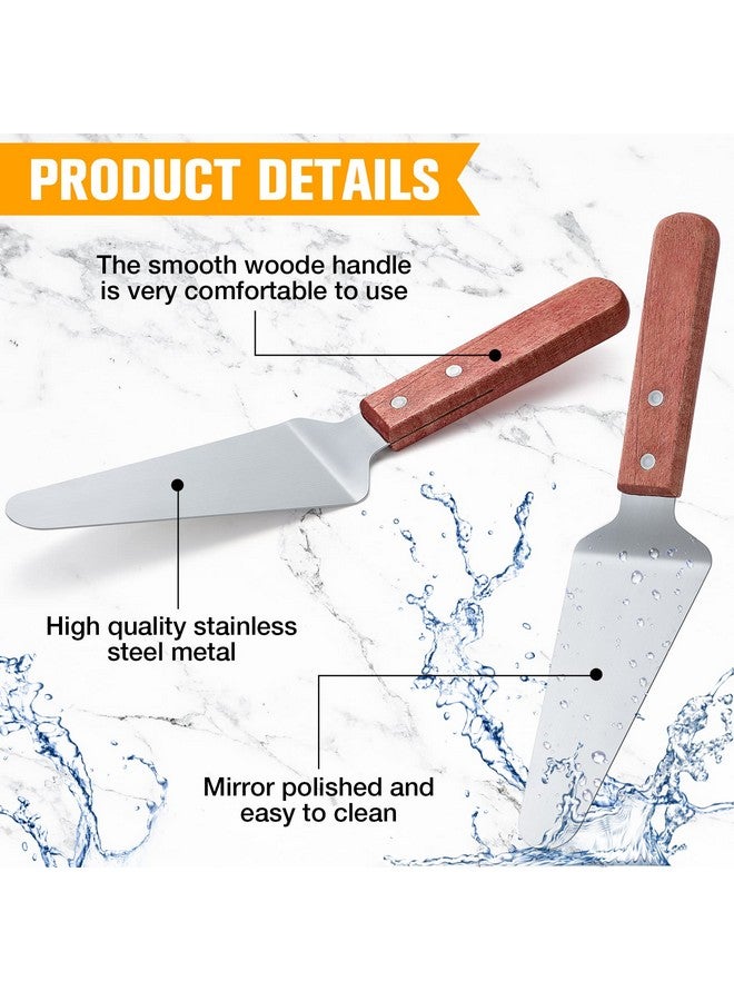 Zhehao Zhehao 20 Pack Wooden Handle Pizza Pie Server Stainless Steel Pizza Spatula Non Slip Triangular Spade Easy to Grip Pie Spatula Cutter Cake Serving Utensils  - Image 3
