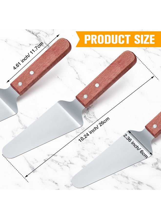 Zhehao Zhehao 20 Pack Wooden Handle Pizza Pie Server Stainless Steel Pizza Spatula Non Slip Triangular Spade Easy to Grip Pie Spatula Cutter Cake Serving Utensils  - Image 2
