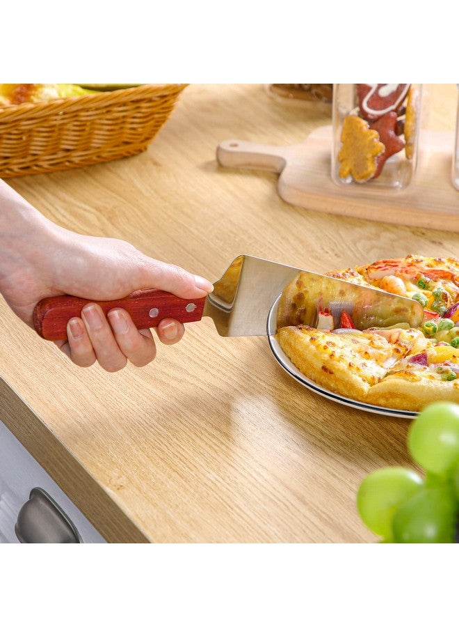 Zhehao Zhehao 20 Pack Wooden Handle Pizza Pie Server Stainless Steel Pizza Spatula Non Slip Triangular Spade Easy to Grip Pie Spatula Cutter Cake Serving Utensils  - Image 5
