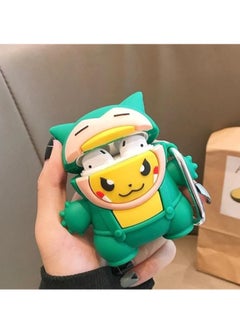 Generic Case Soft Silicone Shockproof Cover for Apple Airpods 3rd, New 3D Cute Cartoon Creative Fun Case Skin with Keychain Design for Air pods 3rd Charging Case (Green Yellow)  - Image 2