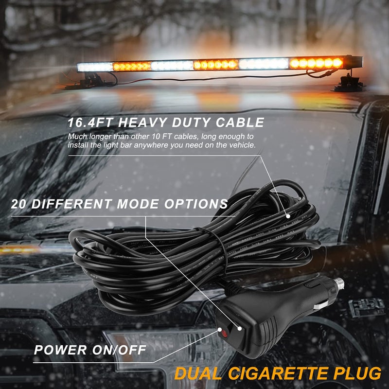 ASPL 38.5" 78 LED Strobe Light Bar Double Side Flashing High Intensity Emergency Warning Flash Strobe Light with Magnetic Base for Safety Construction Vehicles Tow Trucks Pickup (Amber/White) - Image 5