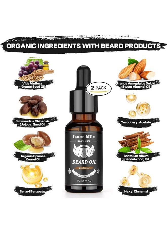 Comfy Mate - Beard Kit for Men Grooming & Care with 2 Pack Beard Oils, Balm, Wash & Conditioner for After Shave Lotions-Sandalwood, Brush, Combs, Scissors, Valentines Fathers Gifts for Dad Men Him - Image 1