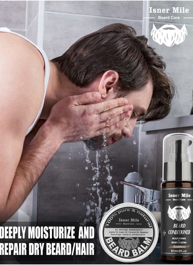 Comfy Mate - Beard Kit for Men Grooming & Care with 2 Pack Beard Oils, Balm, Wash & Conditioner for After Shave Lotions-Sandalwood, Brush, Combs, Scissors, Valentines Fathers Gifts for Dad Men Him - Image 1