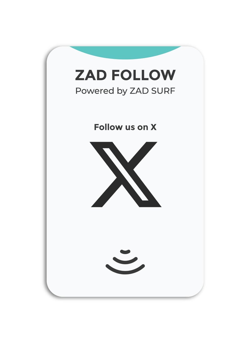 Zad Surf Zad Follow. (X)  Follows NFC Card from (Zad Surf) allowing you boosting follows - iOS and Android 