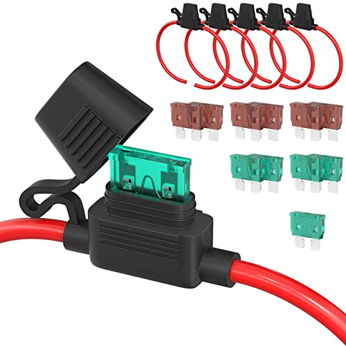 DaierTek 6 Pack 10 AWG Fuse Holder 12V for ATC/ATO Blade Fuse, Inline Fuse Holder 12V with 10 Gauge Wires with 30A 40A Fuse Waterproof Fuse Holder for Automotive Car Marine -6pcs - Image 1