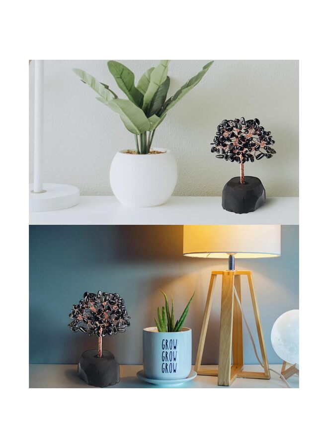 Black Obsidian Crystal Tree Decor - Natural Stone Copper Wire Art for Desk, Office and Home Gifts - Image 5