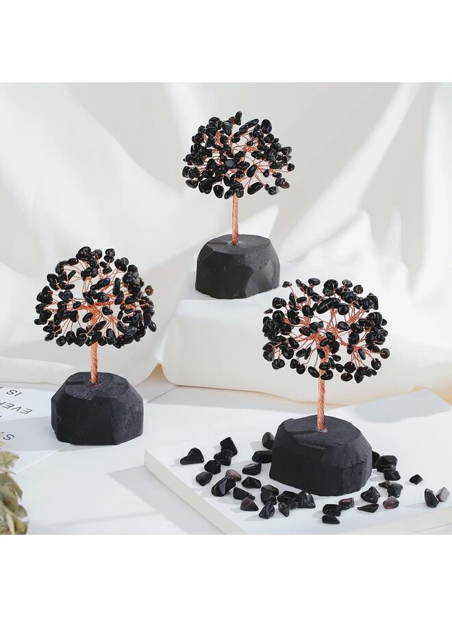Black Obsidian Crystal Tree Decor - Natural Stone Copper Wire Art for Desk, Office and Home Gifts - Image 2