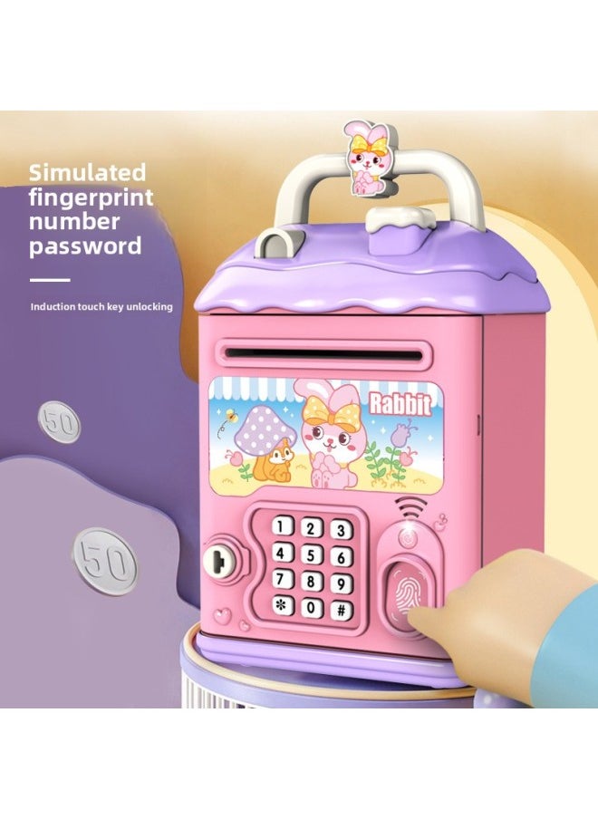 Generic Girls Piggy Bank Children's Password Box Ott Can Only Enter Man Piggy Bank Piggy Bank Birthday Gift Gift-Color:Pink Rabbit [automatic Money Rolling] Gift Box-Size:Standard Configuration  - Image 4