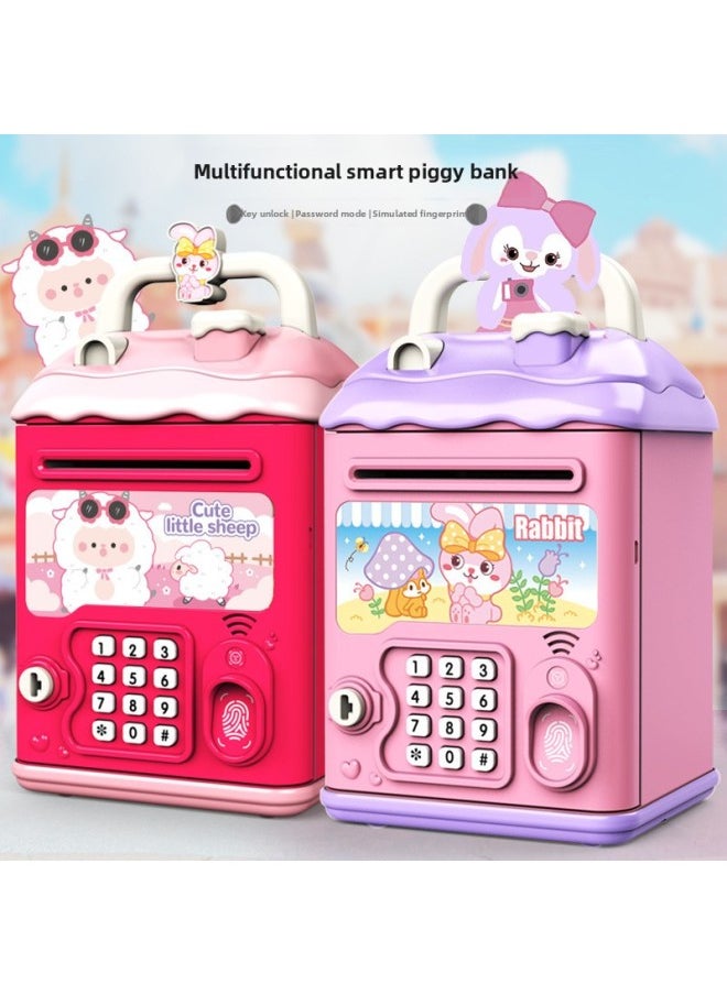 Generic Girls Piggy Bank Children's Password Box Ott Can Only Enter Man Piggy Bank Piggy Bank Birthday Gift Gift-Color:Pink Rabbit [automatic Money Rolling] Gift Box-Size:Standard Configuration  - Image 3
