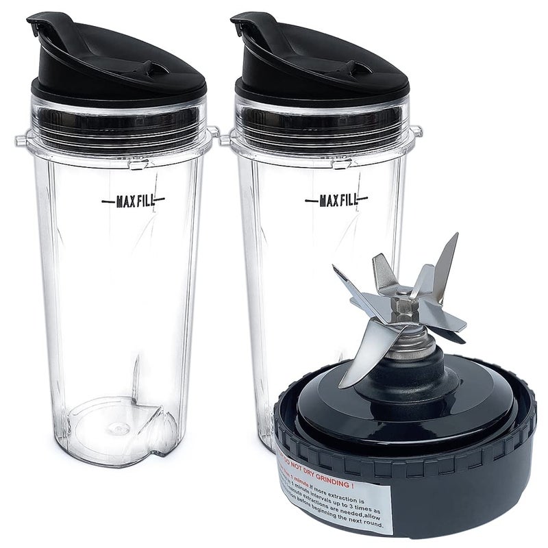 Veterger Replacement Parts 6 Fins Blade Assembly with 2 cups Compatible with Ninja Blender BL201BL200BL201CBL209BL203QBK