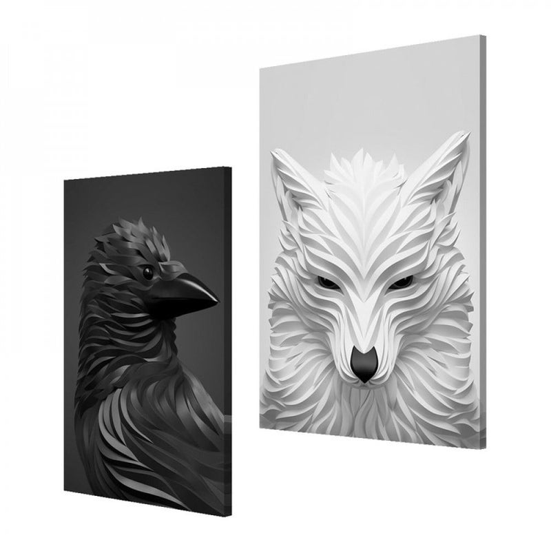 ماركتنا لوحة قماشية ثنائية بتصميم حيوانات بمقاس اجمالي 80×60 سم - Image 2