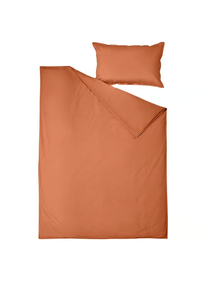 Duvet Cover And Pillowcase Red-Brown 150x200/50x80 cm - Image 4