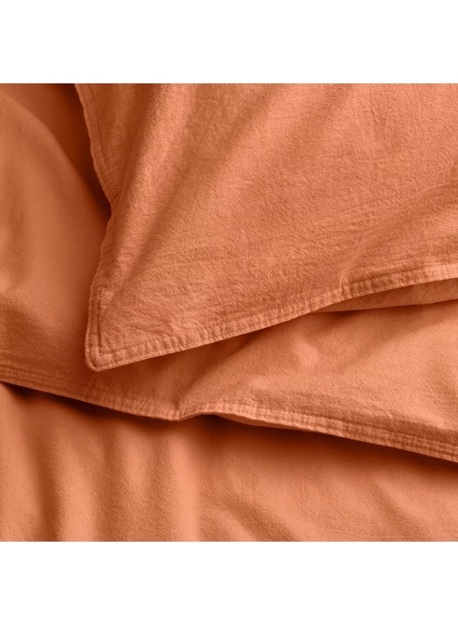 Duvet Cover And Pillowcase Red-Brown 150x200/50x80 cm - Image 2