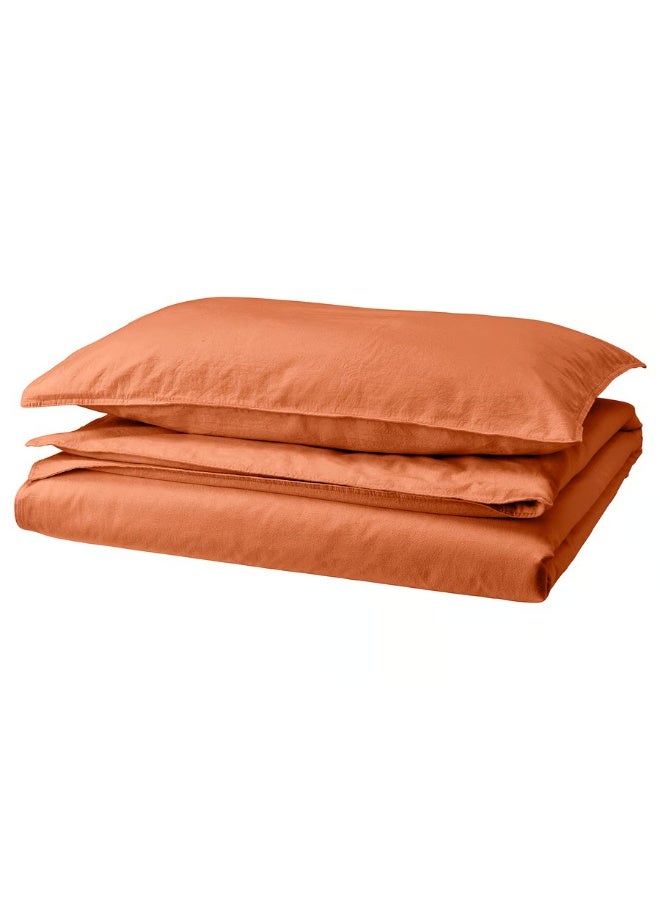 Duvet Cover And Pillowcase Red-Brown 150x200/50x80 cm - Image 1