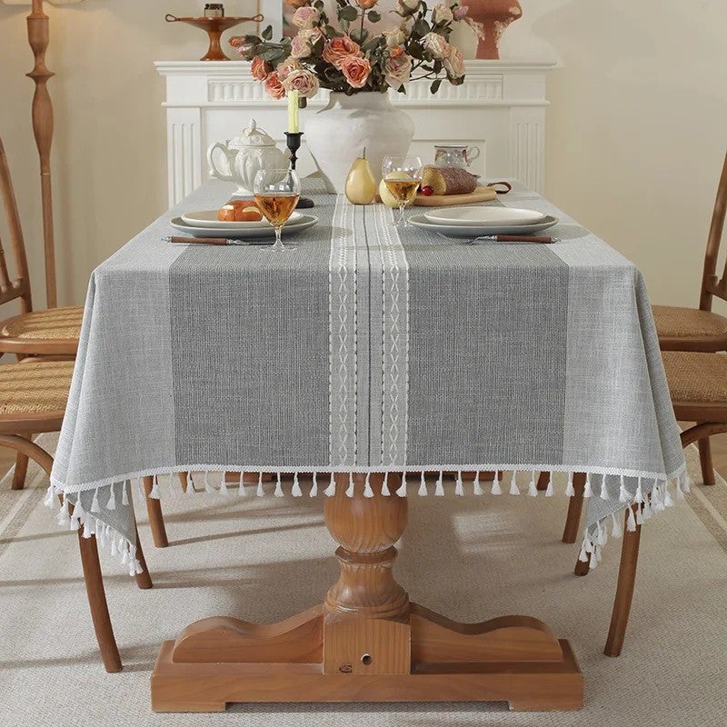 Y&D 100x160cm Cotton Linen Blend Tablecloth for Home – Modern Simple Waterproof Table Cover Resistant to Oil Stains, Ideal as Table Runners or Full Table Coverage - Image 1