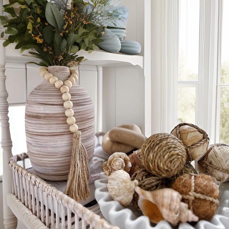 ALMA 9 Inch White Boho Vase for Modern Farmhouse|Ceramic Pampas Grass Vase|Decorative Rustic Vase for Home Decor  Modern Farmhouse  Coffee Table  Shelf  Mantel Decor - Image 3