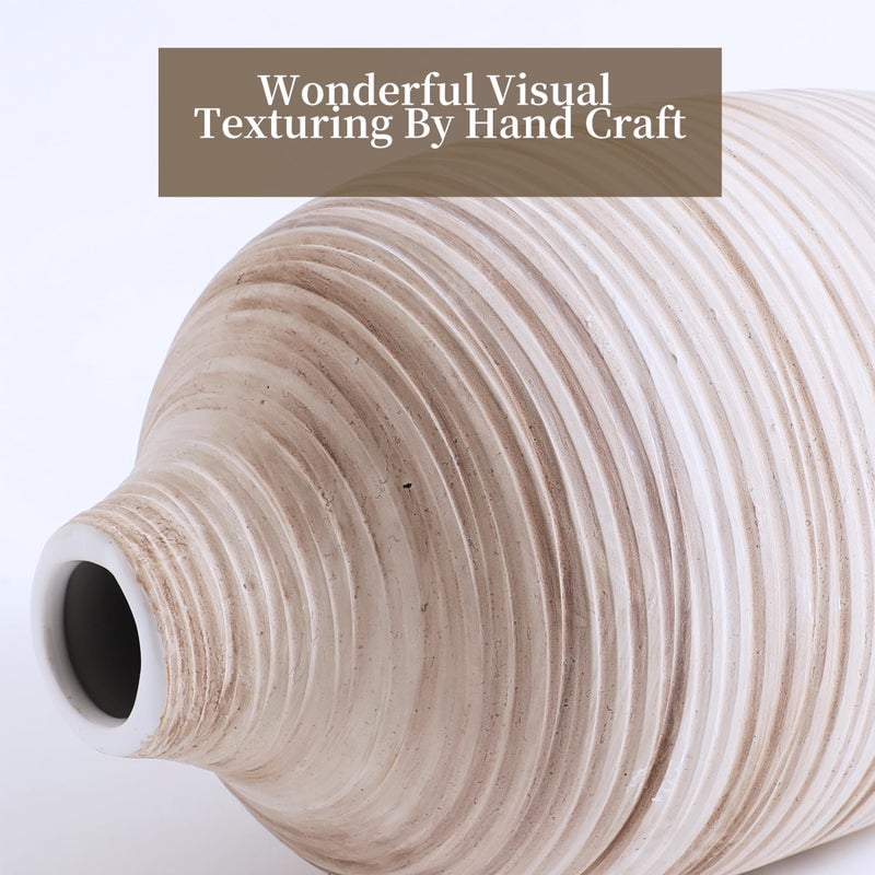 ALMA 9 Inch White Boho Vase for Modern Farmhouse|Ceramic Pampas Grass Vase|Decorative Rustic Vase for Home Decor  Modern Farmhouse  Coffee Table  Shelf  Mantel Decor - Image 4