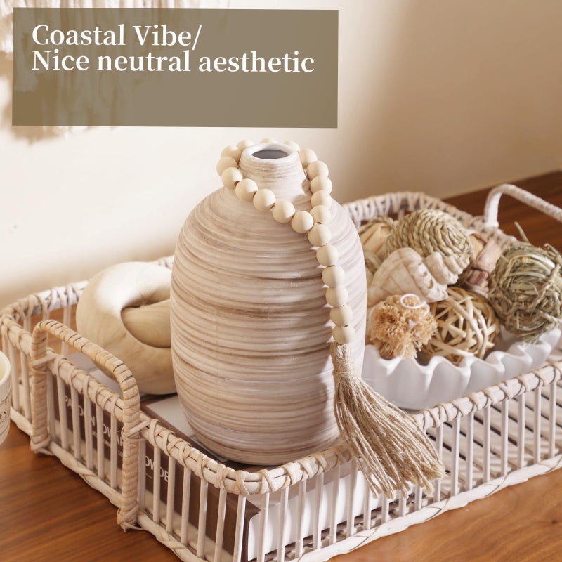 ALMA 9 Inch White Boho Vase for Modern Farmhouse|Ceramic Pampas Grass Vase|Decorative Rustic Vase for Home Decor  Modern Farmhouse  Coffee Table  Shelf  Mantel Decor - Image 5