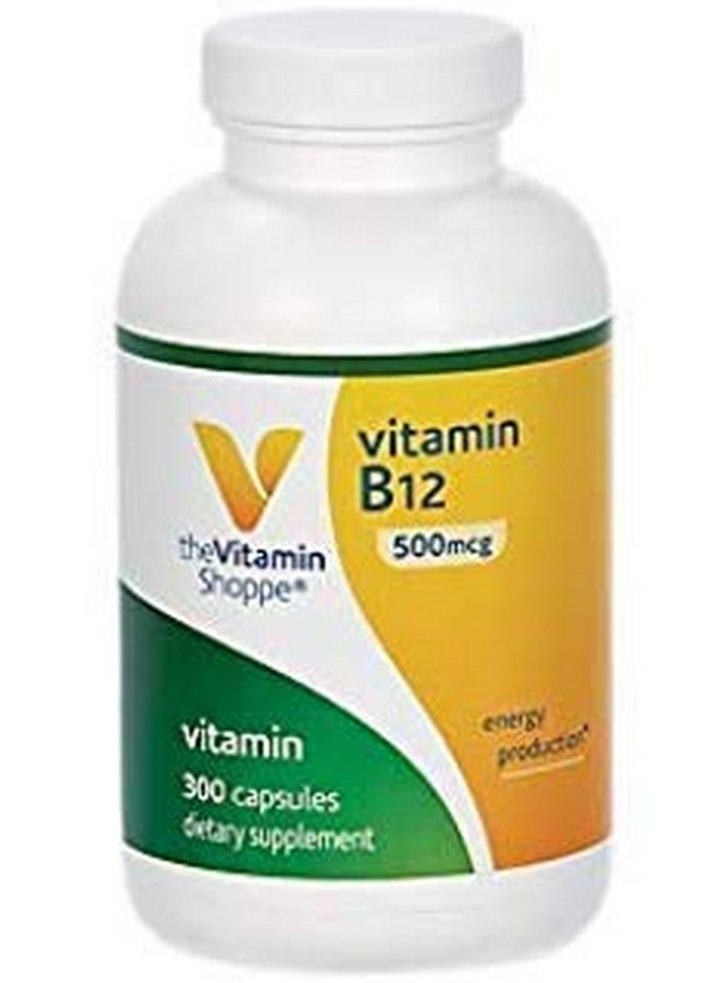 The Vitamin Shoppe فيتامين ب12 500 ميكروغرام - يدعم إنتاج الطاقة، مكمل غذائي يومي - فيتامين ب-12 (كسيانوكوبالامين)، خالي من الغلوتين والألبان (300 كبسولة) من ذا فيتامين شوب