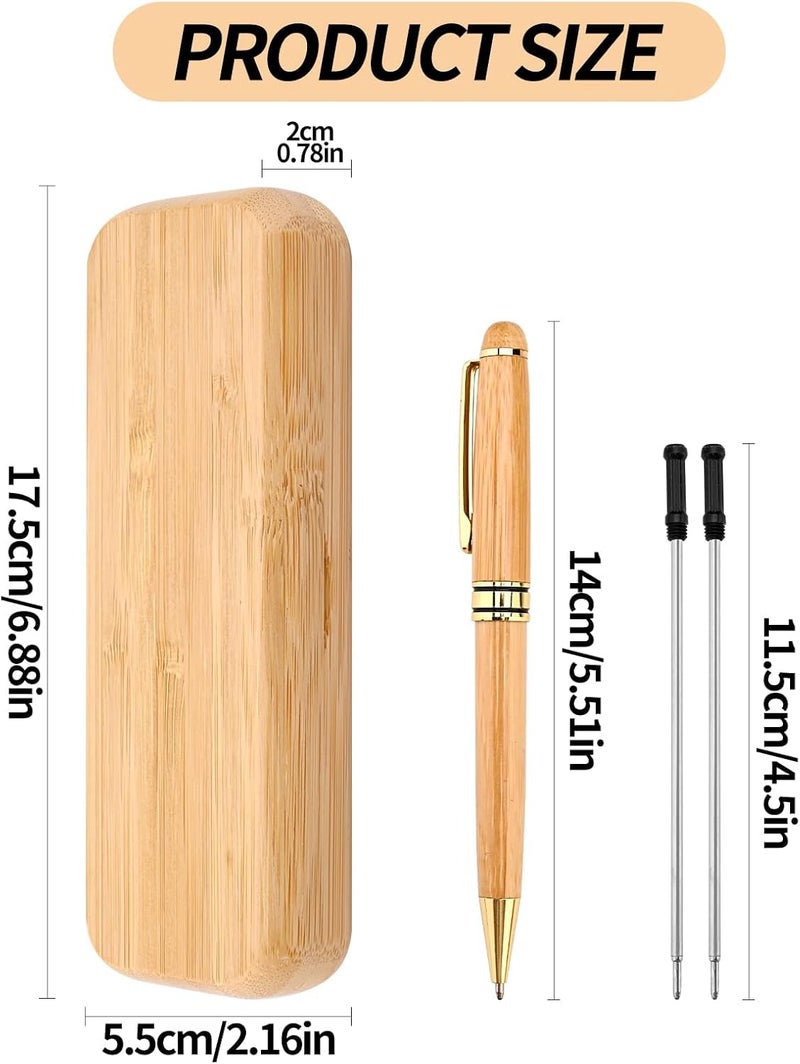إكسفور مجموعة أقلام حبر جاف خشبية، مع حافظة خشبية، مجموعة كتابة كلاسيكية برأس حبر جاف، 2 عبوة بديلة، قلم توقيع يدوي الصنع للأعمال، قلم حبر جاف خشبي طبيعي، هدية للتخرج والزفاف - Image 2