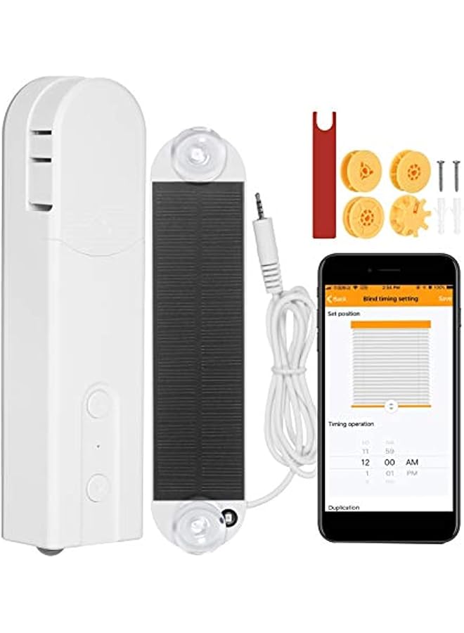 The Bros محرك ستائر كهربائية ذكية تعمل بالطاقة الشمسية مع تحكم عبر البلوتوث للمكتب والمنزل - Image 1