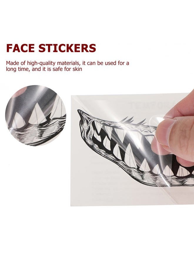 Beaupretty 11pcs Halloween Temporary Face Tattoos Zipper Mouth Scary Mouth Teeth Fake Tattoos Stickers Black and White Tattoo Stickers for Men Women Adults  - Image 5