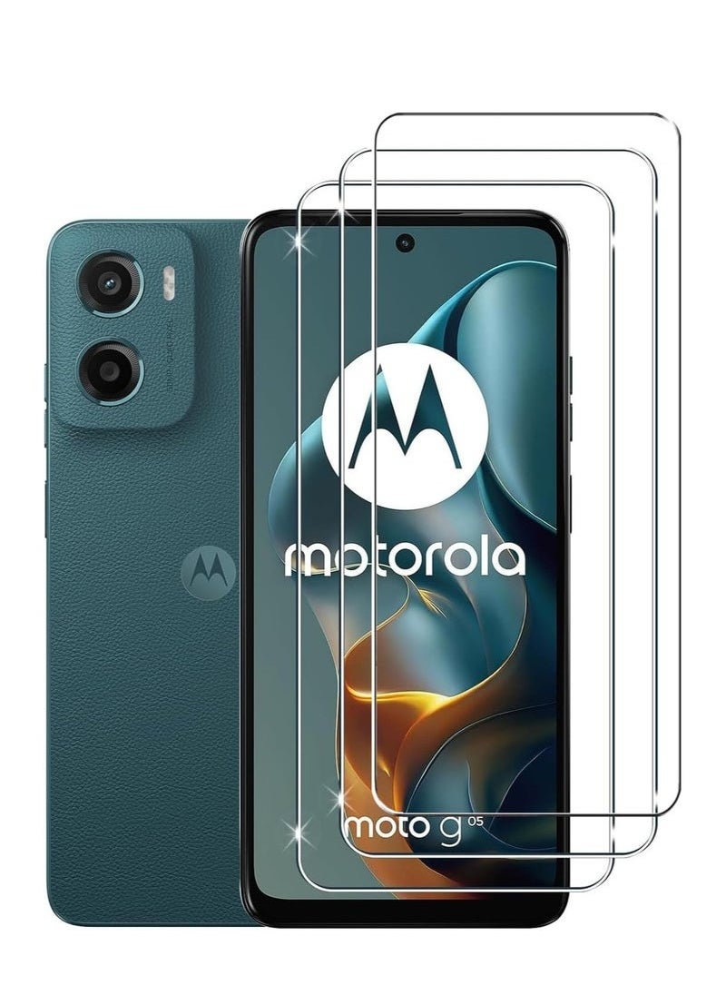 TIGER - Motorola Moto G05 Screen Protector || 9H Hardness Full HD Clear Glass with 3--Pack Anti-Fingerprint Tempered Glass – Full Coverage Screen Protection for Motorola Moto G05 – Scratch-Resistant, Anti-Bubble, High Clarity, Easy Installation - Image 1