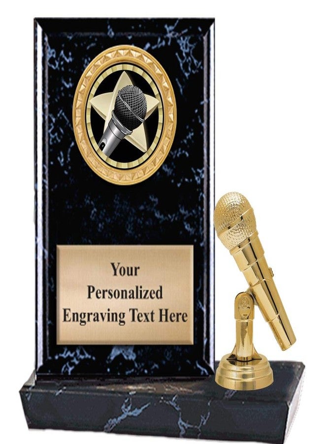 Crown Awards جائزة لوحة الميكروفون من كراون أواردز مقاس 6 بوصات × 6 بوصات، وكأس عازف الميكروفون المنفرد مع نقش مخصص - Image 1