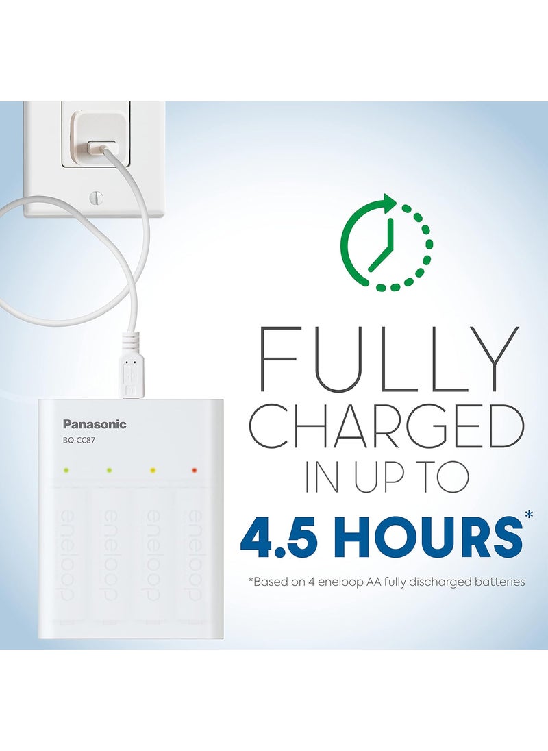 eneloop Panasonic KKJ87M3A4BA Individual Battery Charger with Portable Charging Technology and 4AAA eneloop Rechargeable Batteries  - Image 4
