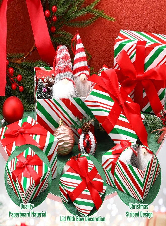 Zhanmai 8 Pcs Christmas Boxes Gift Cane Xmas Box Stackable Christmas Candy Nesting Gift Boxes with Lids 4 Assorted Size for Xmas Holiday Decorative Presents Wrapping (Red White Green,Square - Image 2