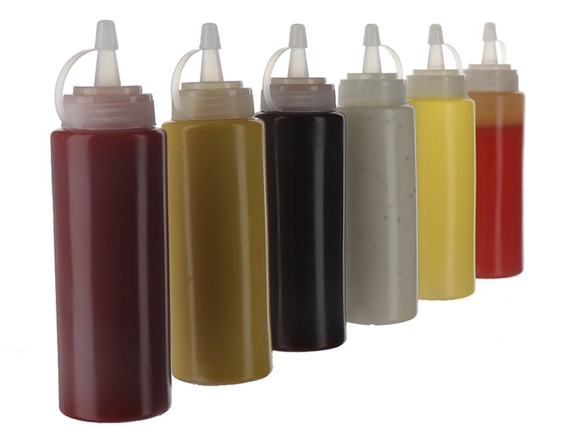 Oaklyn Squeeze Bottles 8oz 6 Pack - Reusable Condiment Bottles for Sauces Liquids BPA-Free Leak Proof Design, Easy to Clean Plastic Squeeze Bottles with Nozzle - Image 3