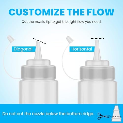 Oaklyn Squeeze Bottles 8oz 6 Pack - Reusable Condiment Bottles for Sauces Liquids BPA-Free Leak Proof Design, Easy to Clean Plastic Squeeze Bottles with Nozzle - Image 2