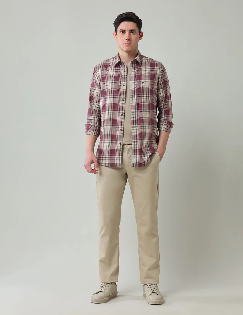 Arrow Brown Plaid Checked Slim Fit Shirt for Men | Best Price UAE