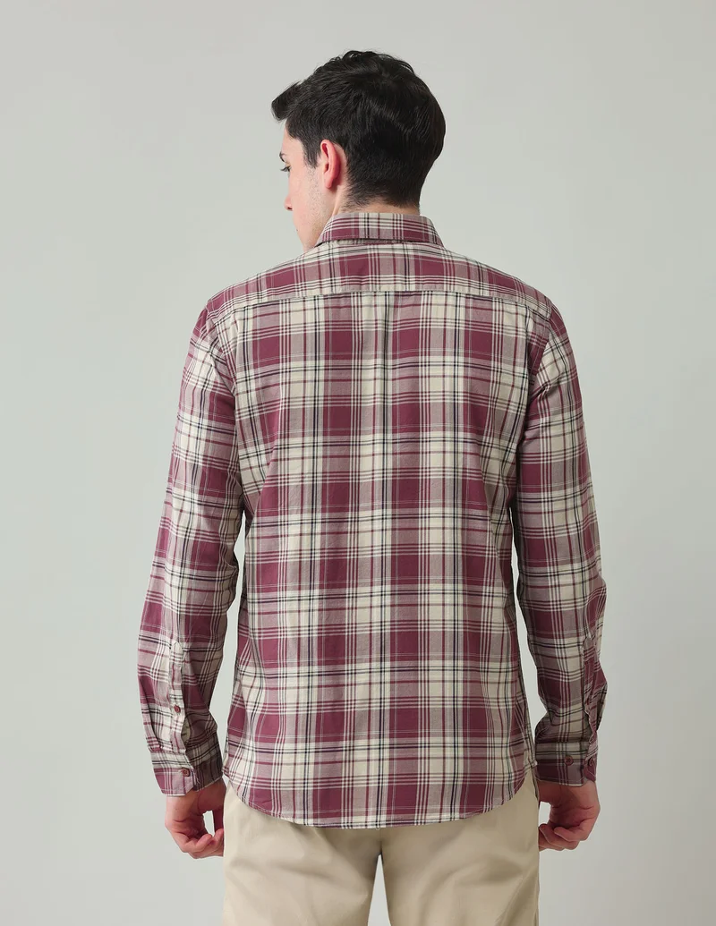 Arrow Brown Plaid Checked Slim Fit Shirt for Men | Best Price UAE