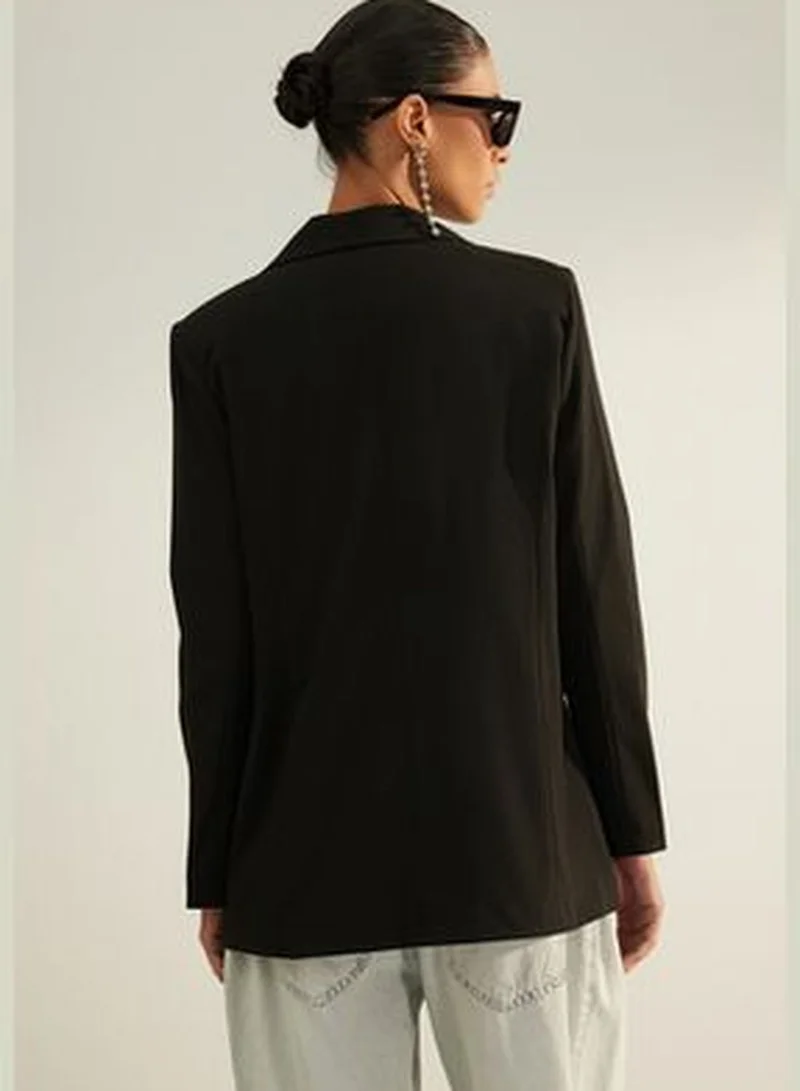 trendyol Black Premium Regular Lined Woven Blazer Jacket TWOAW24BC00033