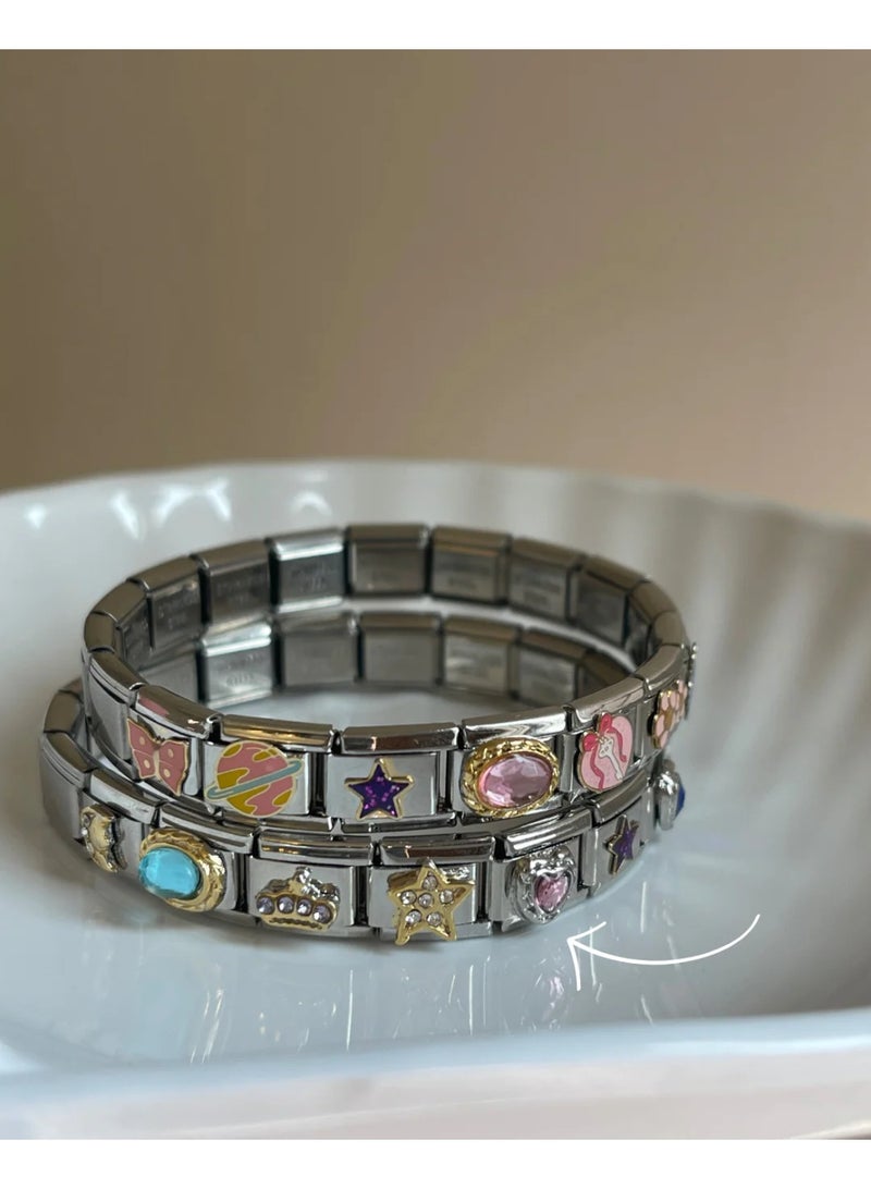 Urban Jewel Pink Heart- Silver Italian Charm - Image 2