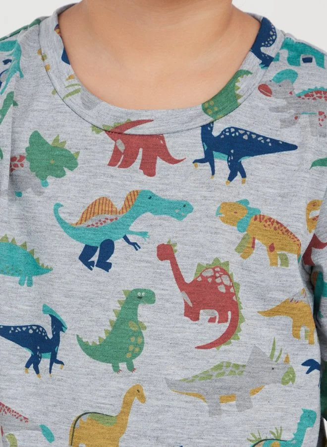 Styli Dinosaur Graphic Print T-Shirt & Pyjama Set