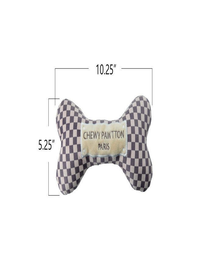 Everything Chic Dog Toy Plush Designer Dog Luxury Toys with Interactive Squeaker Stimulating Pet Enrichment Bone Puppy Checkered Doggie Birthday Gift Boy Girl Soft Chew (Chewypawtton, Large) - Image 3
