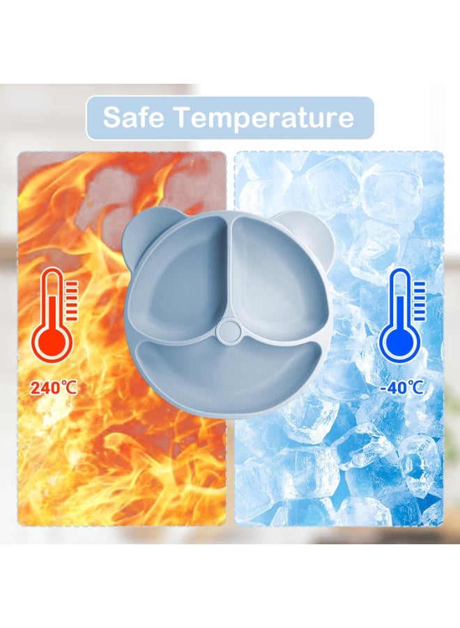 Bukela 9 Baby Cutlery Set, Non-Slip Baby Cutlery Set Silicone with Suction Cup Plate Bowl Fork Spoon Bib and Cup, Kids Plate Set, BPA Free (Blue) - Image 4